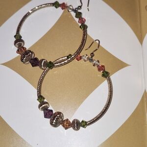 Boho Gold Plated and Multicolor Hoop Earrings